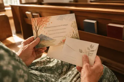 Hands Holding Pledge Card and Envelope