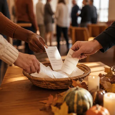 Stewardship Sunday Pledge Cards in Offering Basket