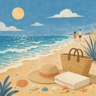 Sunny Summer Beach With Blue Waves