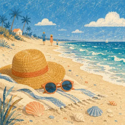 Sunny Summer Beach with Gentle Waves