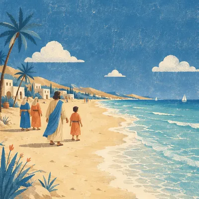 Sunny Summer Beach with Blue Waves