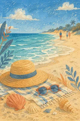 Sunny Summer Beach With Turquoise Waves