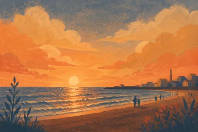 Golden Hour Summer Beach Horizon
