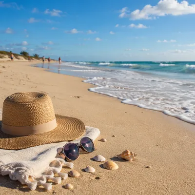 Sunny Summer Beach With Turquoise Waves