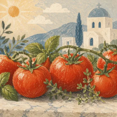 Sunlit Garden Tomatoes with Fresh Herbs