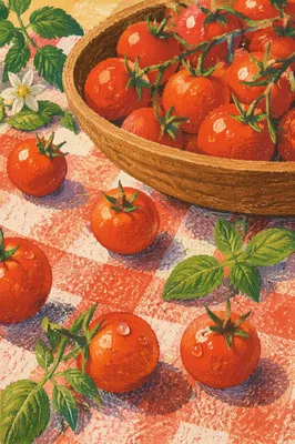 Fresh Summer Tomatoes and Garden Herbs