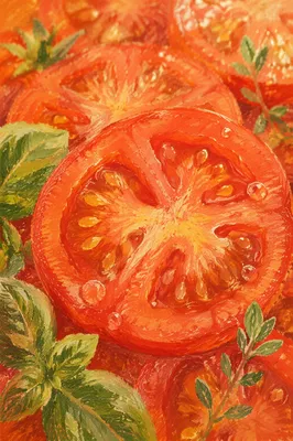 Sunlit Summer Tomatoes and Garden Herbs