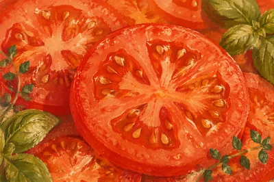 Sunlit Summer Tomatoes and Garden Herbs