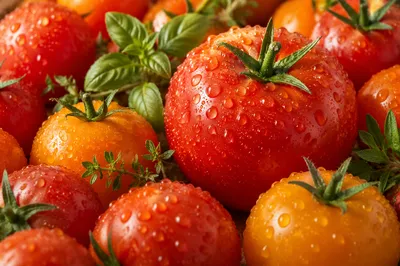 Fresh Summer Garden Tomatoes in Sunshine