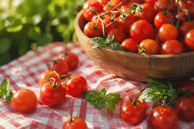 Fresh Summer Cherry Tomatoes and Herbs