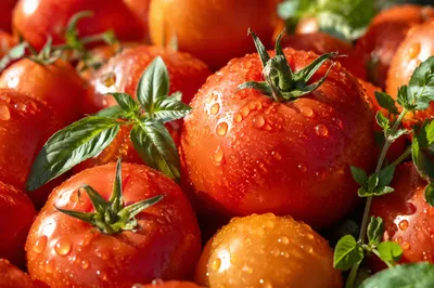Fresh Summer Garden Tomatoes in Sunshine