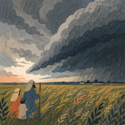 Summer Thunderstorm Over Open Rural Field