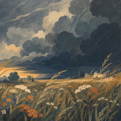 Late Summer Thunderstorm Over Open Meadow