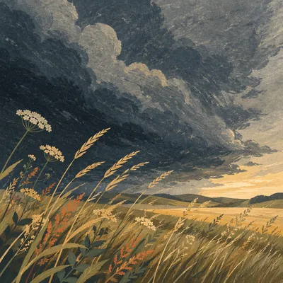 Late Summer Thunderstorm Over Rural Field