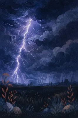 Summer Thunderstorm Over Rural Field