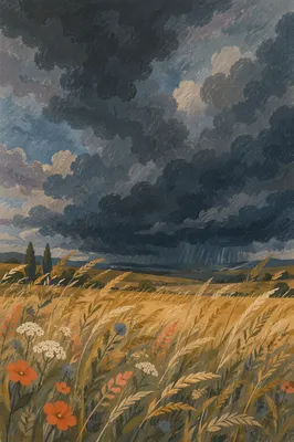 Late Summer Storm Over Open Meadow
