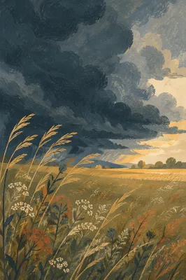 Late Summer Thunderstorm Over Rural Field