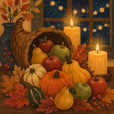 Thanksgiving Cornucopia Harvest Altar Display
