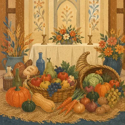 Thanksgiving Cornucopia Before Chapel Altar
