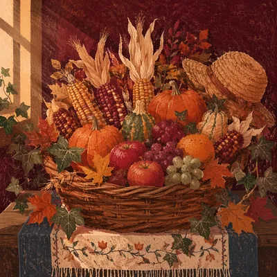 Thanksgiving Cornucopia Harvest Altar Still Life