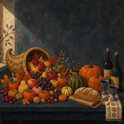 Thanksgiving Cornucopia Harvest Altar Still Life