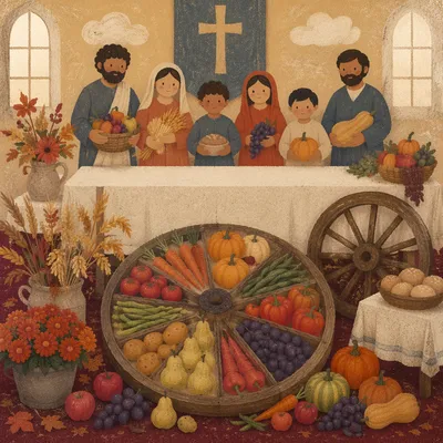 Thanksgiving Harvest Altar With Autumn Produce