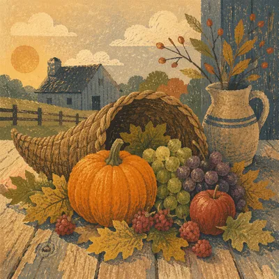 Rustic Thanksgiving Cornucopia Harvest Altar