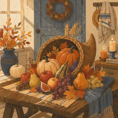 Thanksgiving Cornucopia Harvest Altar Still Life
