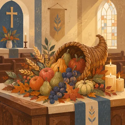 Thanksgiving Cornucopia on Chapel Altar