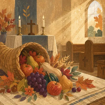 Thanksgiving Cornucopia on Chapel Altar