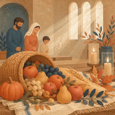 Thanksgiving Cornucopia on Chapel Altar