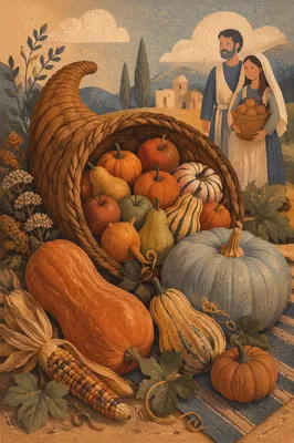 Thanksgiving Cornucopia Harvest Altar Display