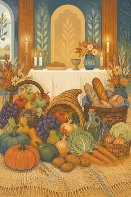 Thanksgiving Cornucopia Harvest Altar Display