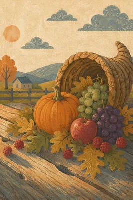 Rustic Thanksgiving Cornucopia Harvest Altar