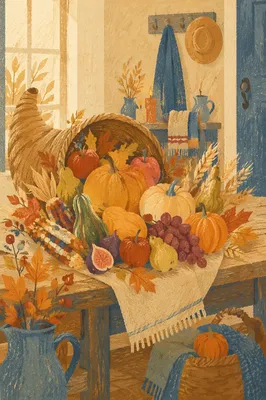 Thanksgiving Cornucopia Harvest Altar Still Life