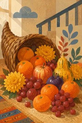 Thanksgiving Cornucopia Harvest Altar Still Life