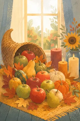 Thanksgiving Cornucopia Harvest Altar Display