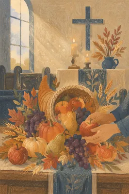 Thanksgiving Cornucopia on Chapel Harvest Altar