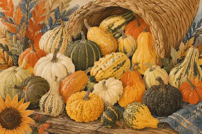 Thanksgiving Cornucopia Harvest Altar Display