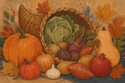 Rustic Thanksgiving Cornucopia Harvest Altar