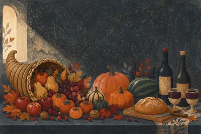 Thanksgiving Cornucopia Harvest Altar Still Life