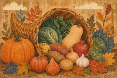 Rustic Thanksgiving Cornucopia Harvest Altar