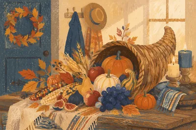 Thanksgiving Cornucopia Harvest Altar Still Life