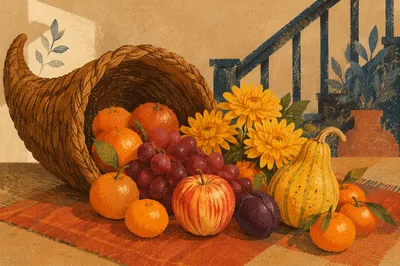 Thanksgiving Cornucopia Harvest Altar Still Life
