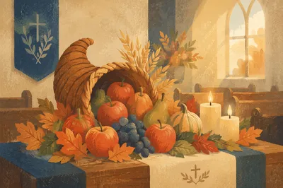 Thanksgiving Cornucopia on Chapel Altar