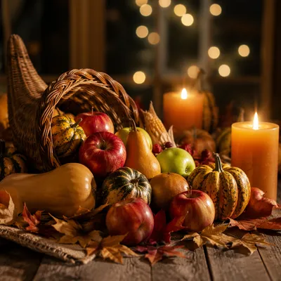 Thanksgiving Cornucopia Harvest Altar Display
