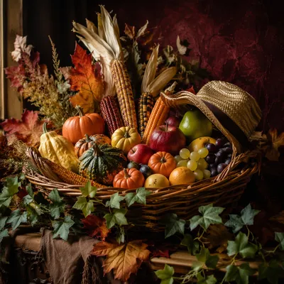 Thanksgiving Cornucopia Harvest Altar Still Life