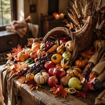 Thanksgiving Cornucopia Harvest Altar Still Life