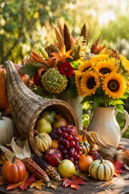 Thanksgiving Cornucopia Harvest Altar Arrangement
