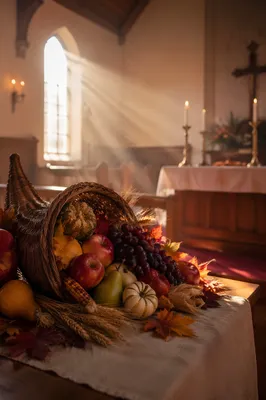 Thanksgiving Cornucopia on Chapel Altar